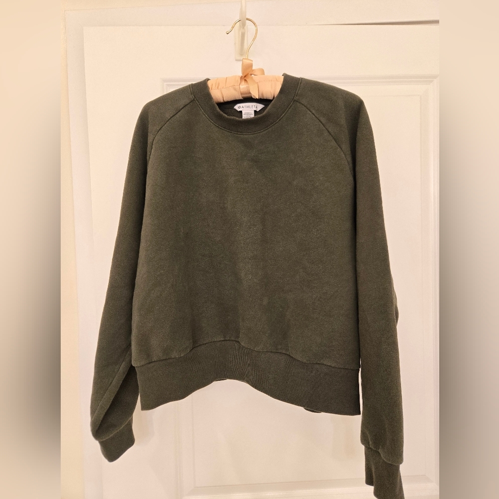 Athleta Cozy Heavyweight Sweatshirt, M, Olive Green